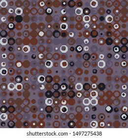 Seamless pattern. Hexagons and squares constructed in rows. Chaotic motley coloring. Autumn mood.