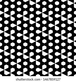 Seamless pattern. Hexagons, trapeziums, pentagons ornament. Geometrical backdrop. Abstract background. Polygons wallpaper. Digital paper, textile print, web design. Vector