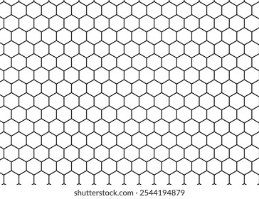 Seamless pattern with hexagons vector art. Black and white hexagonal honeycomb geometric background.