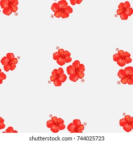 Seamless pattern of hibiscus or Chinese rose on a beautiful light background