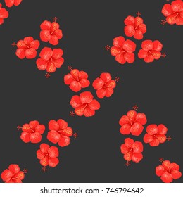 Seamless pattern of hibiscus or Chinese rose on a beautiful light background