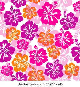 Seamless Pattern With Hibiscus Flower /  Seamless Hibiscus Flower Background (hawaiian Pattern)