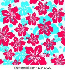 Seamless pattern with hibiscus flower / seamless hibiscus flower background (hawaiian pattern) 