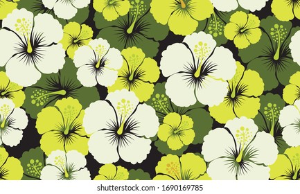 Seamless pattern with hibiscus flower hawaii