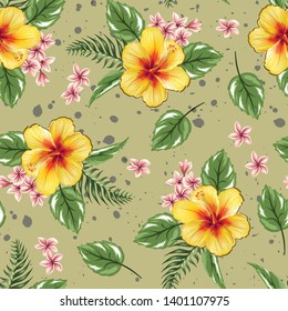 Seamless pattern hibiscus flower tropical floral design