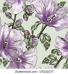 seamless pattern with Hibiscus flowers 