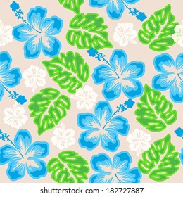 Seamless pattern with hibiscus flowers / seamless hibiscus flower background (Hawaiian pattern) 