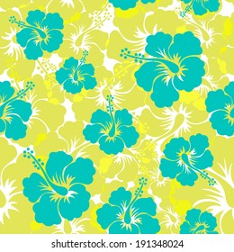 Seamless pattern with hibiscus flowers / seamless hibiscus flower background (Hawaiian pattern) 