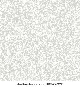 Seamless pattern with hibiscus flowers and leaves. Graphically natural print. Repeating subtle monochrome texture. Simple Hawaiian print.