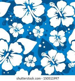 Seamless pattern with Hibiscus flowers. Vector illustration.