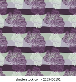 Seamless pattern with hibiscus flowers. Vintage floral background. Design for fabric, textile print, wrapping paper, cover, poster. Vector illustration