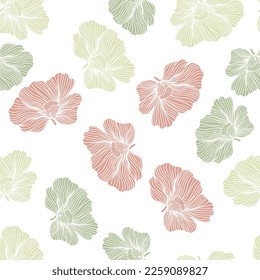 Seamless pattern with hibiscus flowers. Vintage floral background. Design for fabric, textile print, wrapping paper, cover, poster. Vector illustration