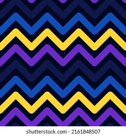 Seamless pattern with high contrast zigzag on dark background. Suits for print, wallpaper,  poster, card, banner or anything with colorful modern atmosphere.
