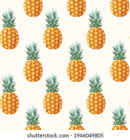 Seamless pattern with high detailed pine apple