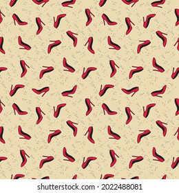 Seamless pattern with high-heeled pump shoes. Vector illustration.