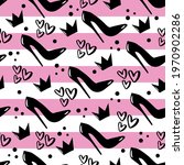 Seamless pattern with high-heeled  shoes. Vector illustration.