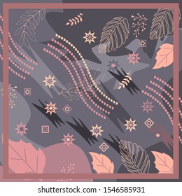 seamless pattern of hijab motif design with foliage design. pastel color. Silk scarf pattern vector design inspiration