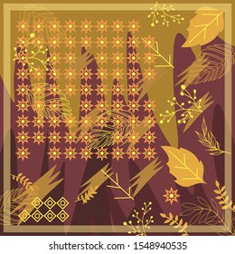 seamless pattern of hijab motif design with foliage design. pastel color. Silk scarf pattern vector design inspiration