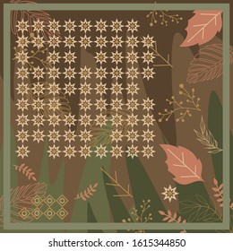 seamless pattern of hijab motif design with foliage design. Silk scarf pattern vector design inspiration