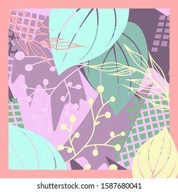 seamless pattern of hijab motif with foliage design. pastel color. vector design inspiration