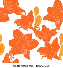 seamless pattern  is hippeastrum amaryllis flowers.  vector  illustration
