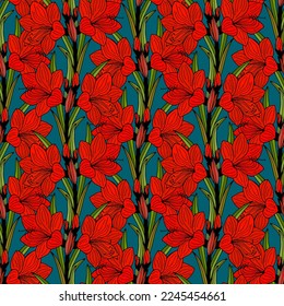 Seamless pattern from Hippeastrum flowers. Vector stock illustration eps10.