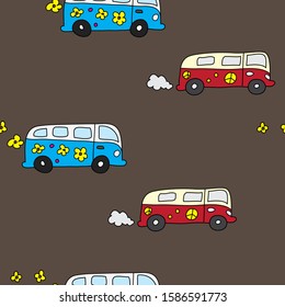 seamless pattern with hippie vans