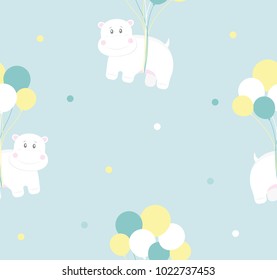 Seamless pattern. Hippo.
