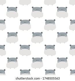 seamless pattern, hippo art surface design for fabric scarf and decor