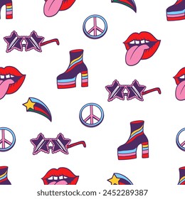 Seamless pattern with hippy elements. Vector