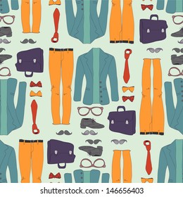 Seamless pattern with hipster clothing