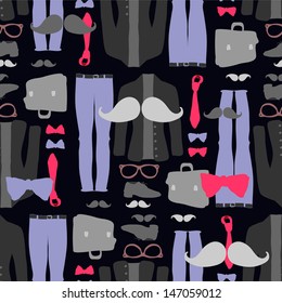 Seamless pattern with hipster clothing