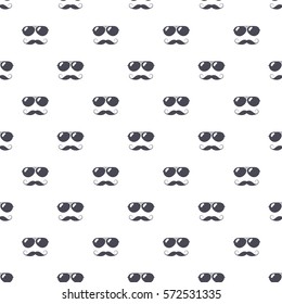 Seamless pattern with hipster mustache and glasses