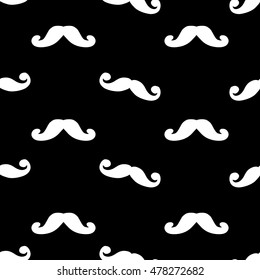 Seamless pattern of hipster vector mustaches. Men`s retro mustache. Hairstyles for barber, avatars, cards and other pictures. 