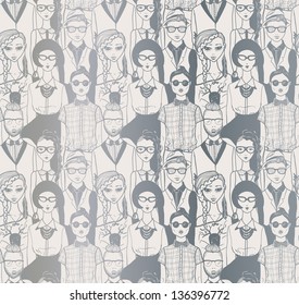 Seamless pattern with hipsters.