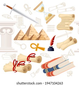 Seamless pattern History science courses online education concept or school lesson vector illustration on white background