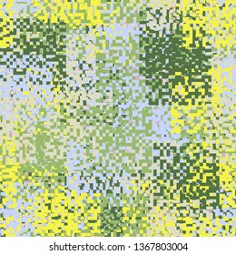 Seamless pattern. A hodgepodge of square fragments of pixel camouflage. Custom color. Editable.