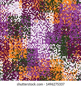 Seamless pattern. A hodgepodge of square fragments of pixel camouflage. Custom color. Editable.