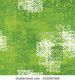 Seamless pattern. A hodgepodge of square fragments of pixel camouflage. The colors of the spring-summer forest. Editable.