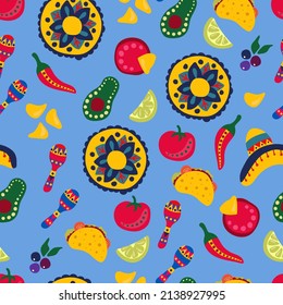 Seamless pattern for the holiday Cinco de mayo. Design for fabric, textile, wallpaper, packaging.	