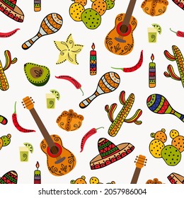 Seamless pattern for the holiday of Dia De Los Muertos. Design for fabric, textile, wallpaper, packaging.	

