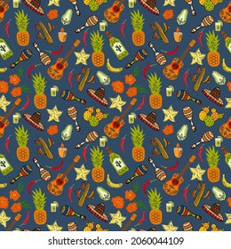 Seamless pattern for the holiday of Dia De Los Muertos. Design for fabric, textile, wallpaper, packaging.	