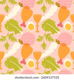 Seamless pattern holiday dinner on Passover