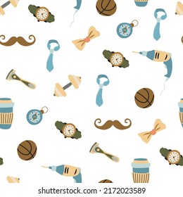 Seamless pattern for the holiday Father's Day. Design for fabric, textile, wallpaper, packaging	