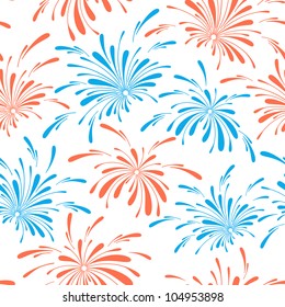 Seamless pattern of holiday fireworks. Vector Illustration.