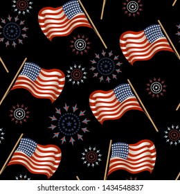 Seamless pattern for the holiday of July 4 with the flag. USA Patriot symbol.