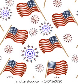 Seamless pattern for the holiday of July 4 with the flag. USA Patriot symbol.