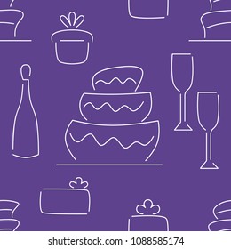 Seamless pattern of holiday party celebrating vector illustration sketch