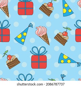 Seamless pattern for the holidays, birthdays and celebrations. Vector image. 
