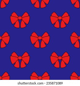 Seamless pattern for holidays with bows. Cute vector background.